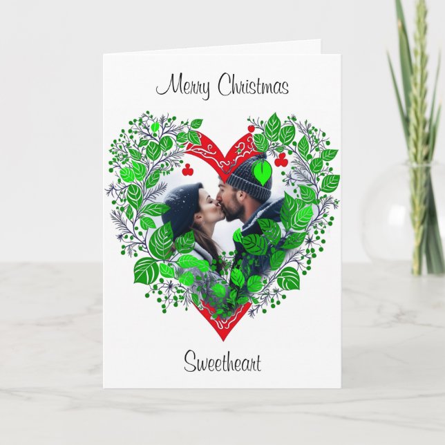 Carte Joyeux Noël ma chérie | Photo de Noël du coeur (Devant)