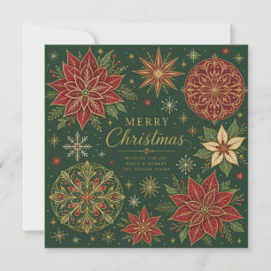 Carte Joyeux Noël Mandala Orné de Poinsettia