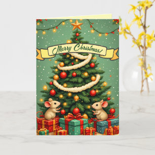 Carte Joyeux Noël Mignon Arbre de Noël Victorien