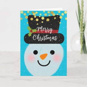 Carte Joyeux Noël mignon Snowman en hiver