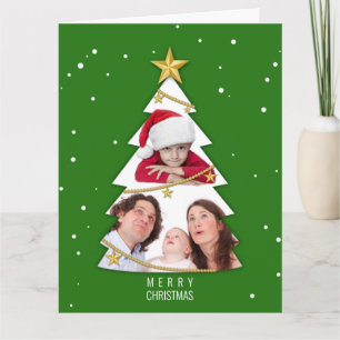Carte Joyeux Noël moderne arbre photo Collage vert