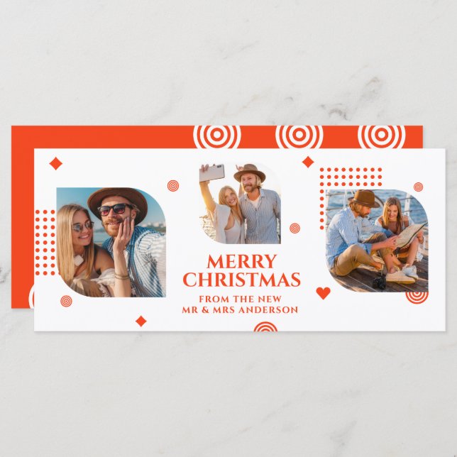 Carte Joyeux Noël Mr & Mrs 3 Photo Collage Moderne (Devant / Derrière)