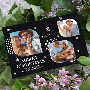 Carte Joyeux Noël Mr & Mrs 3 Photo Collage Moderne