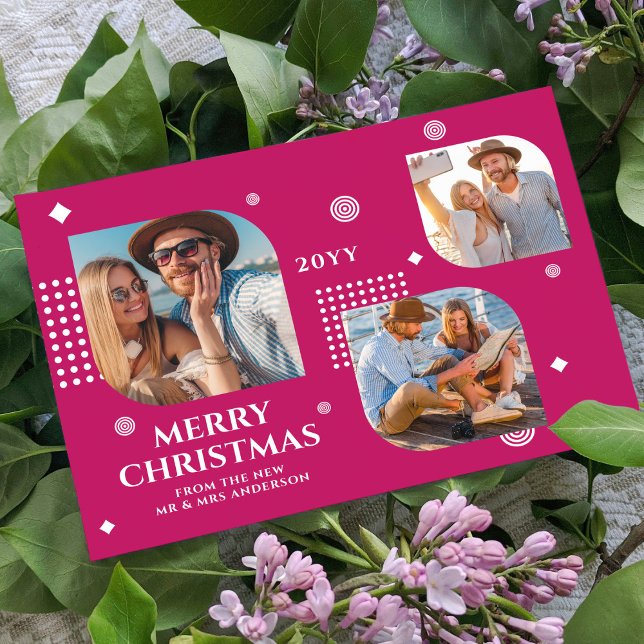 Carte Joyeux Noël Mr & Mrs 3 Photo Collage Moderne (Créateur téléchargé)