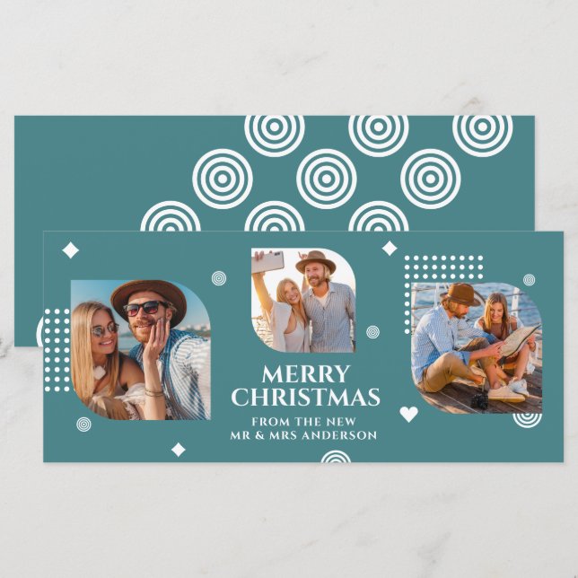 Carte Joyeux Noël Mr & Mrs 3 Photo Collage Moderne (Devant / Derrière)