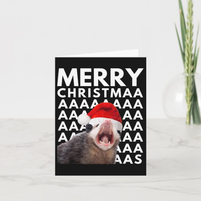 Carte Joyeux Noël Opossum hurlant Amusants Hommes Femmes (Devant)