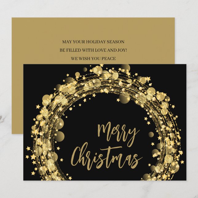 Carte Joyeux Noël or et noir (Devant / Derrière)