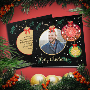 Carte Joyeux Noël Ornement Photo Personnaliser