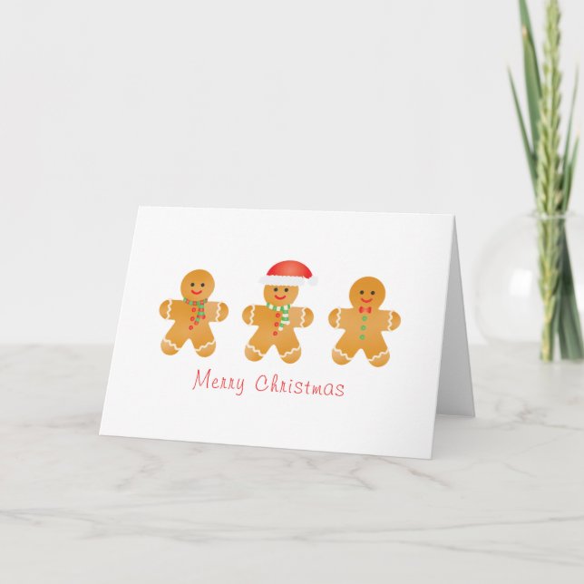 Carte Joyeux Noël pain d'épices Hommes Santa Hat (Devant)