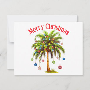 Carte Joyeux Noël Palm Tree Light Hawaiian Tropical