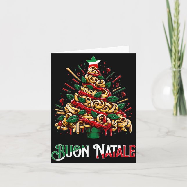 Carte Joyeux Noël pâtes italiennes arbre de Noël pour  (Devant)