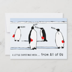 Carte Joyeux Noël Penguin Cool de vacances Coeur rouge