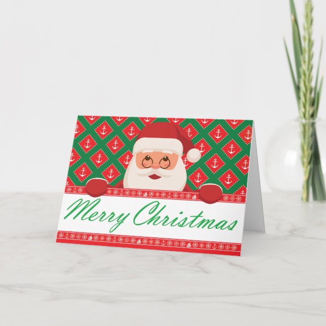 Carte Joyeux Noël - Père Noël Ancres (Devant)