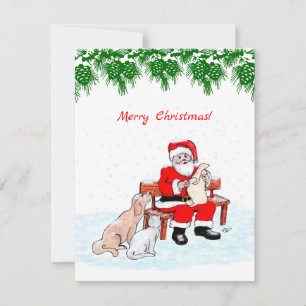 Carte Joyeux Noël - Père Noël avec chat et chien