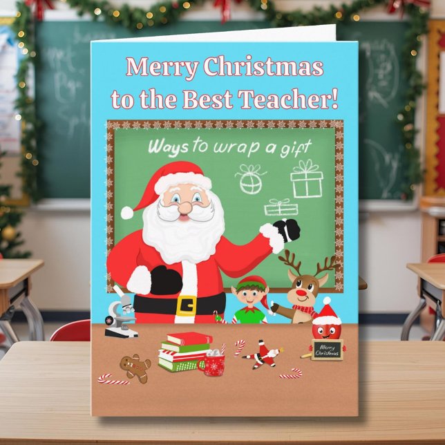 Carte Joyeux Noël Père Noël comme enseignant (Créateur téléchargé)