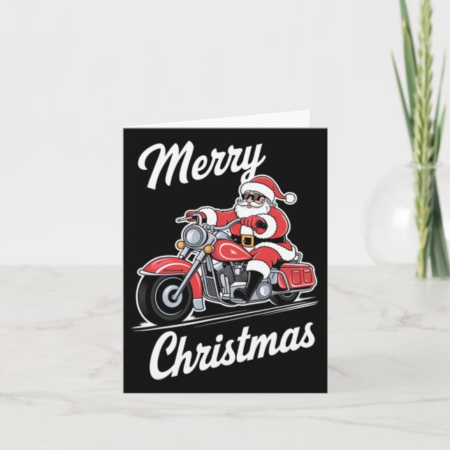 Carte Joyeux Noël Père Noël équitation Moto Moto Love (Devant)