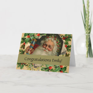 Carte Joyeux Noël Père Noël Holly