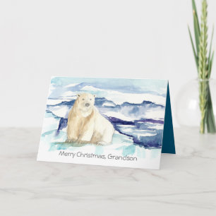 Carte Joyeux Noël Petit-Fils Ours Polaire Iceberg