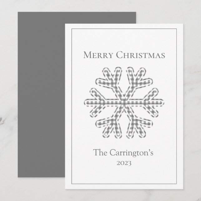 Carte Joyeux Noël Plaid Snowflake moderne (Devant / Derrière)