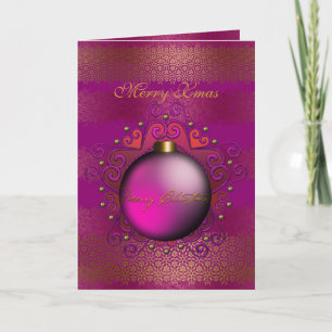 Carte Joyeux Noël Plum Profond Pink Gem