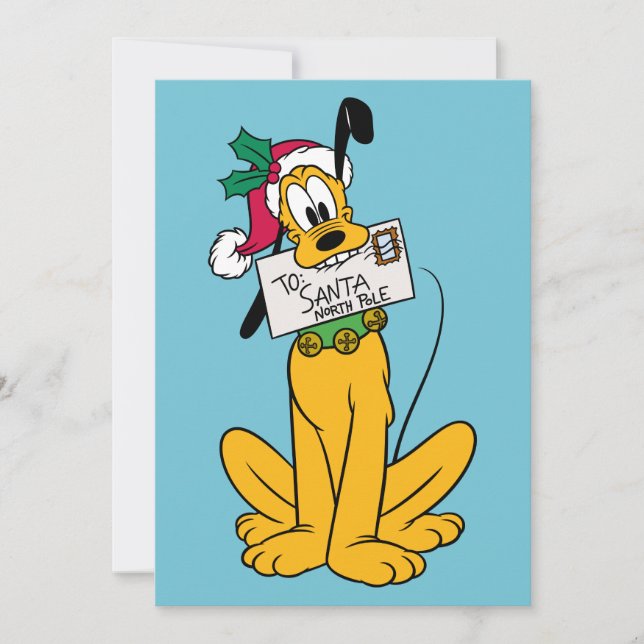 Carte Joyeux Noël| Pluto Santa Claus (Devant)