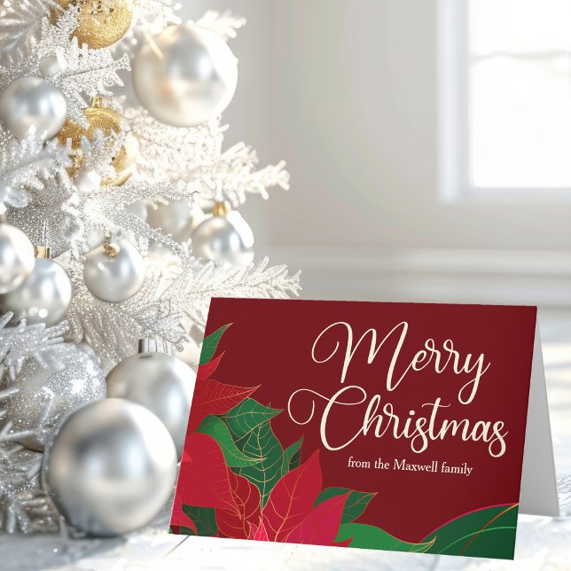 Carte Joyeux Noël Poinsettia Elegant Rouge Customisé (Créateur téléchargé)