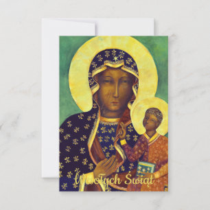 Carte Joyeux Noël polonais Wesołych Świąt Notre Dame