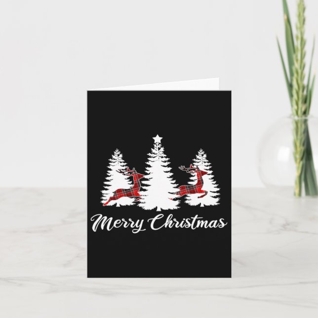 Carte Joyeux Noël pour les femmes Buffalo Plaid Reindeer (Devant)