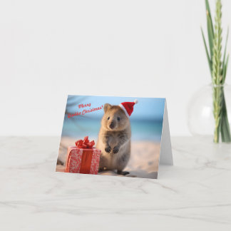 Carte Joyeux Noël Quokka avec le Casquette du Père Noël 