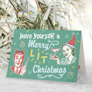 Carte Joyeux Noël Retro Midsiècle moderne Funky moderne