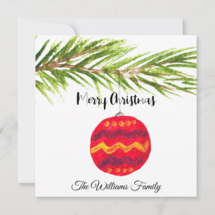 Carte Joyeux Noël Rouge Bauble Noël Vintage Rétro