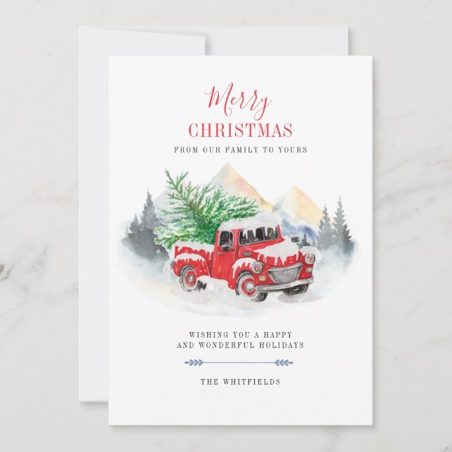 Carte Joyeux Noël Rouge Camion Buffalo (Devant)
