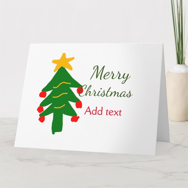 Carte Joyeux Noël rouge vert Noël ajouter le nom (Devant)
