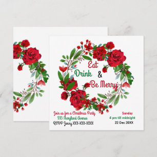Carte Joyeux Noël Russe Rose Watercolor Wreath