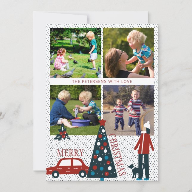 Carte Joyeux Noël Scandinave drôle collage photo (Devant)