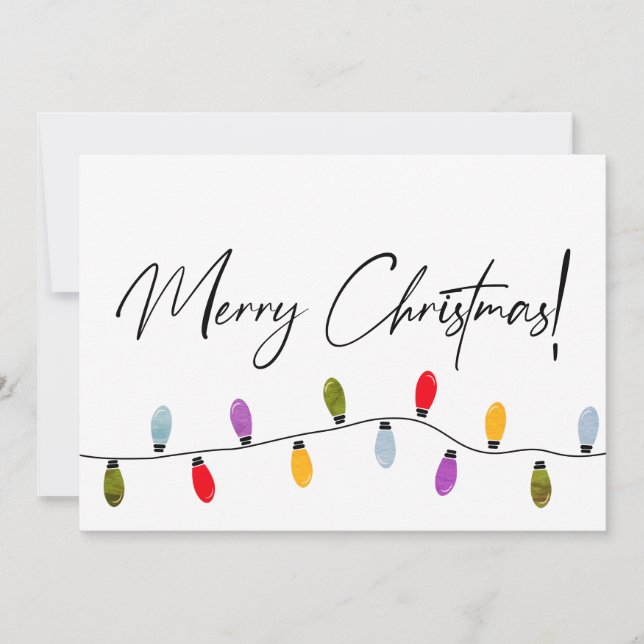 Carte Joyeux Noël Script Lumières de vacances Entreprise (Devant)