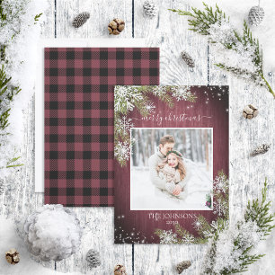 Carte Joyeux Noël Script Rustique Bourgogne Photo