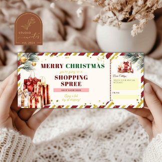 Carte Joyeux Noël Shopping Spree HolidayVoucher Cadeau