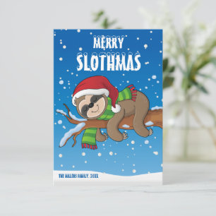 Carte Joyeux Noël, Sloth Christmas Card,