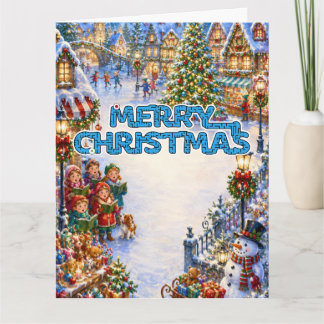 Carte Joyeux Noël sur la place traditionnelle de la vill