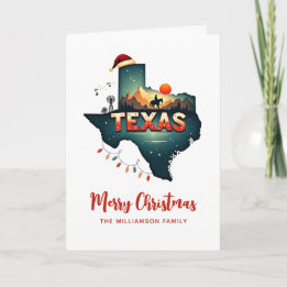 Carte Joyeux Noël Texas State Retro Personnalisé