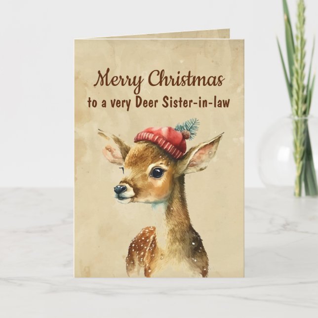 Carte Joyeux Noël très cerf belle-sœur (Devant)