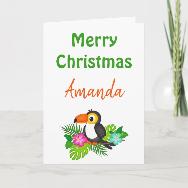 Carte Joyeux Noël Tropical Toucan (Devant)