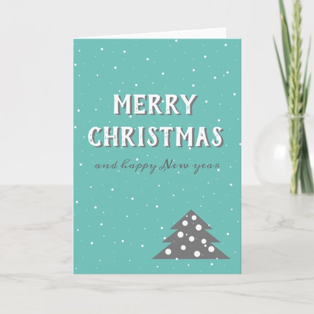 Carte Joyeux Noël Typographie Noël Arbre de Noël (Devant)