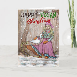 Carte Joyeux Noël Vegan, mignon