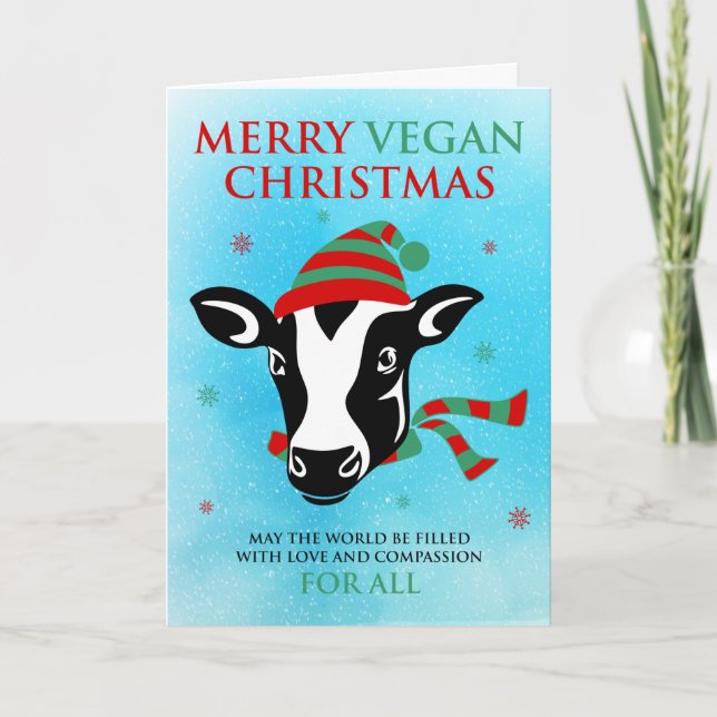 Carte Joyeux Noël végane (personnaliser le message à l'i (Devant)