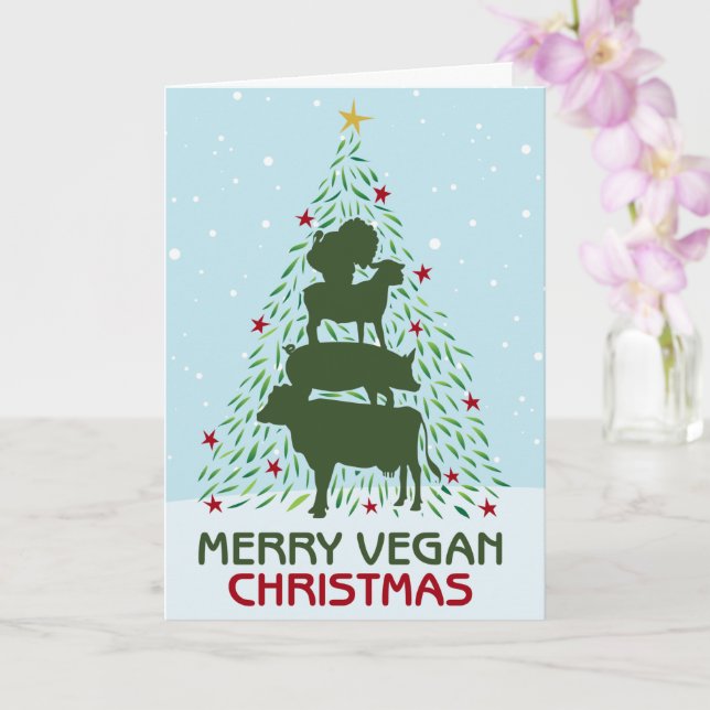 Carte Joyeux Noël Végétalien  (Orchidée)