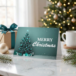 Carte Joyeux Noël Vert Élégant Moderne Fête