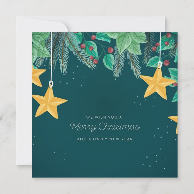 Carte Joyeux Noël vert et une bonne bannière du Nouvel A (Devant)