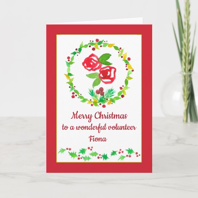 Carte Joyeux Noël Volontaire Nom personnalisé (Devant)